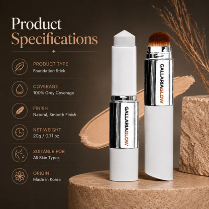 GALLARIAGLOW Color Changing Foundation Stick with Built-In Brush, Korean BB Cream Foundation