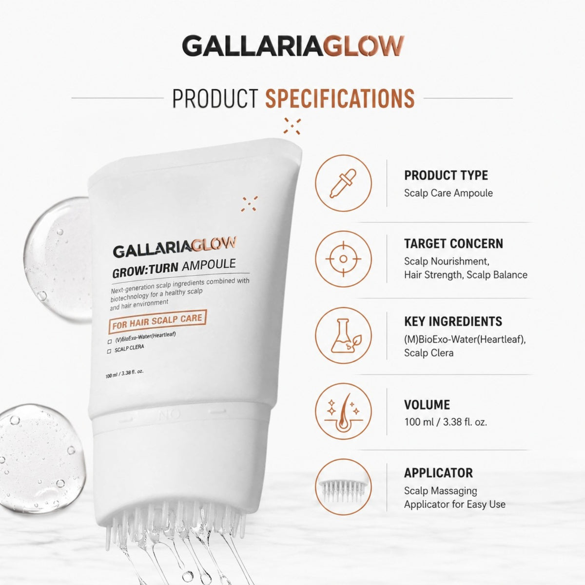 Grow-Turn Hair Growth Serum for Hair Growth & Hair Treatment with Scalp Hair Brush 100ml