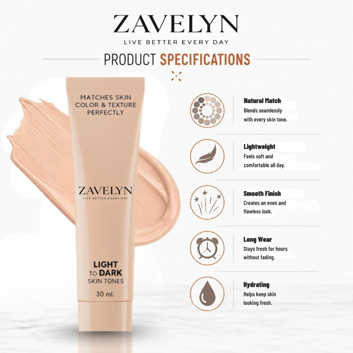 Flawless Finish Foundation - Lightweight & Hydrating (30ml)