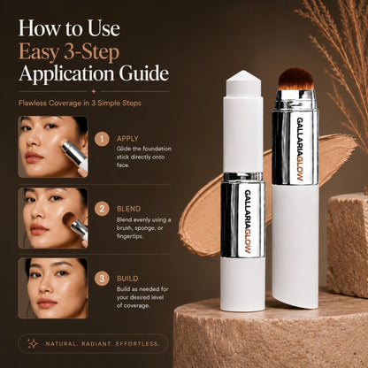 GALLARIAGLOW Color Changing Foundation Stick with Built-In Brush, Korean BB Cream Foundation
