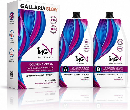 ING Hair Color Cream Natural Black 1000ml – Ammonia-Free