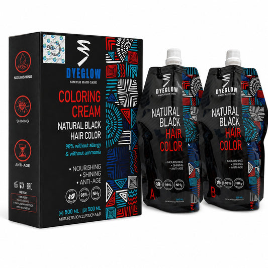DyeGlow Hair Color Cream – Natural Black | Ammonia-Free & Non-Allergic
